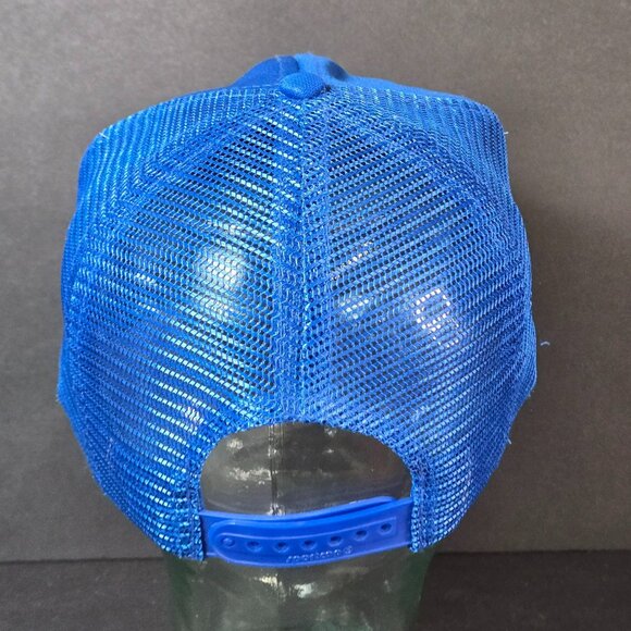 Vintage 1991 Chevron USA Fire Training Blue Mesh Trucker Hat Snapback Adjustable - Picture 4 of 8